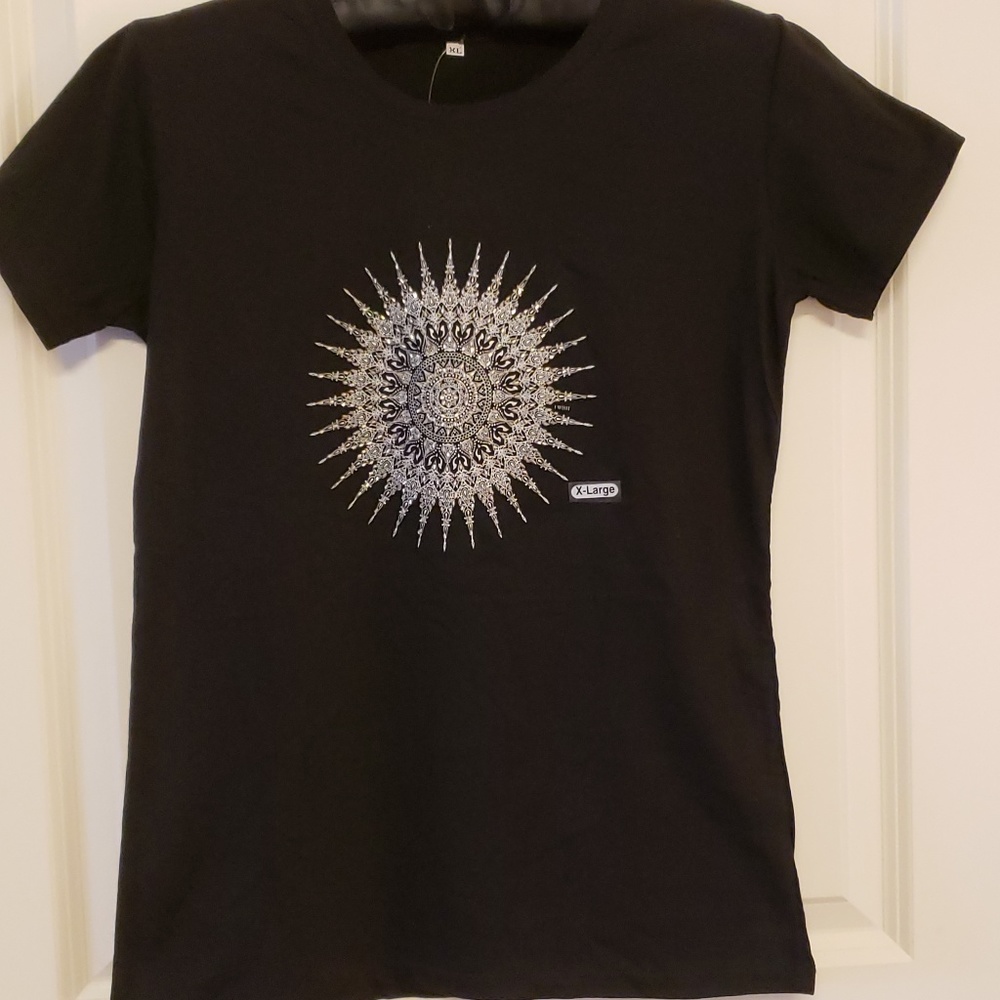 I Wish Jeans Black and Silver Mandala T-Shirt
